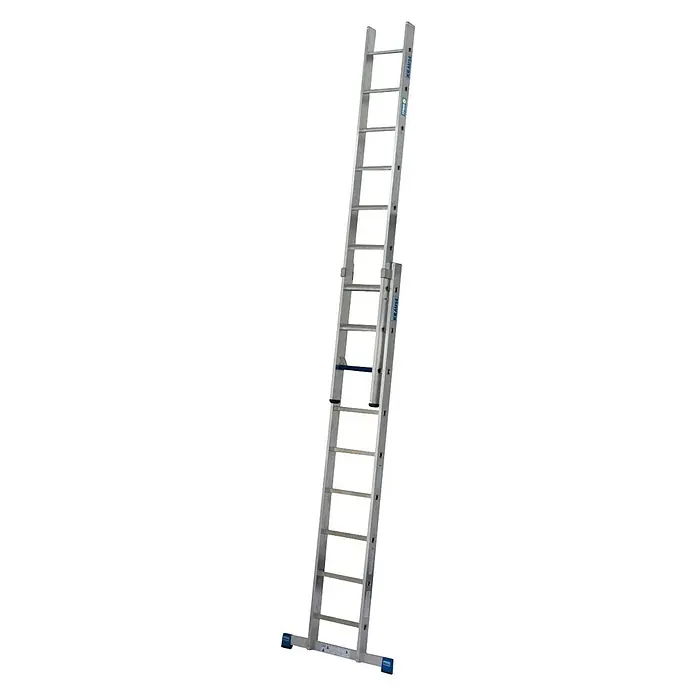 Krause Stabilo Sprossen-Schiebeleiter +S - Arbeitshöhe: 5,15 m, Anzahl Tritte: 2 x 9 Sprossen, Aluminium - Anwendungsbeispiel