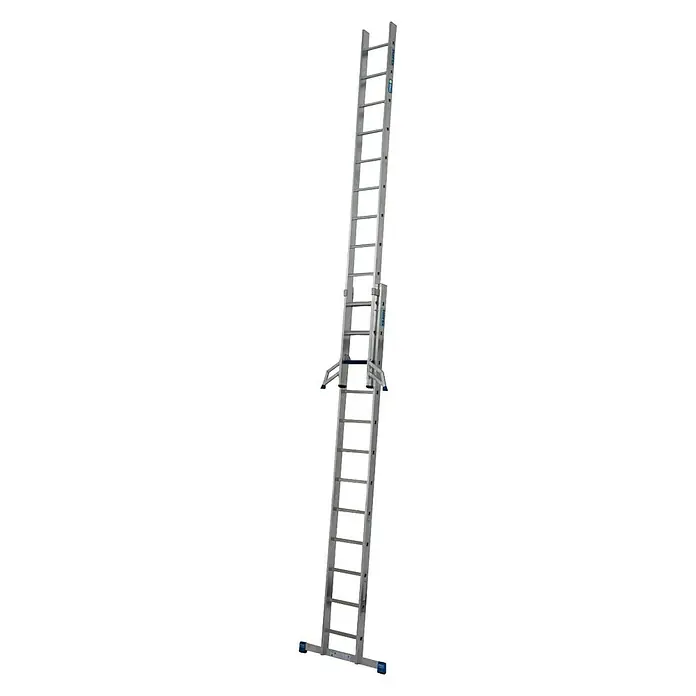 Krause Stabilo Sprossen-Schiebeleiter +S - Arbeitshöhe: 6,7 m, Anzahl Tritte: 2 x 12 Sprossen, Aluminium - Linke Seitenansicht