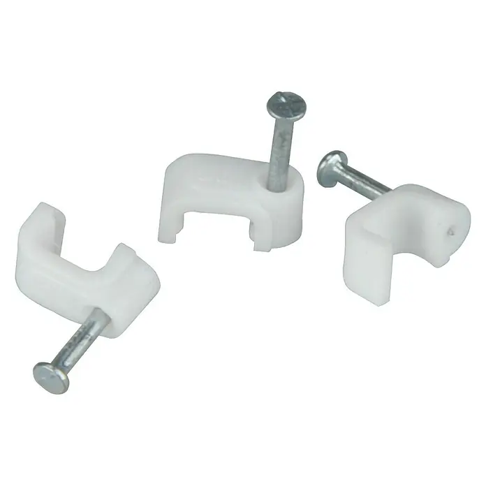 BAUHAUS Grapa para cable - 9 mm, Longitud del clavo: 20 mm, 25 ud., Blanco