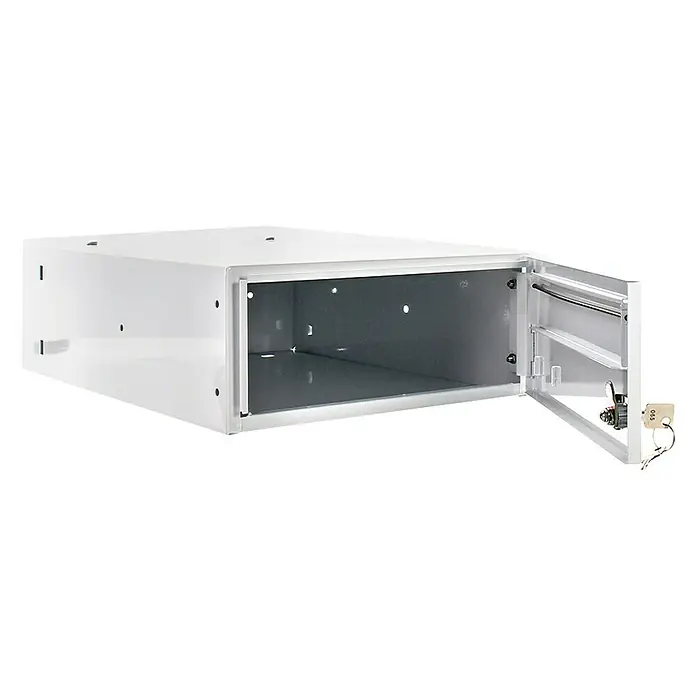 Rottner Briefkasten ELM MZ - Stahl, 39 x 30,5 x 12,5 cm, Weiß, Format Einwurf: 265 x 33 mm