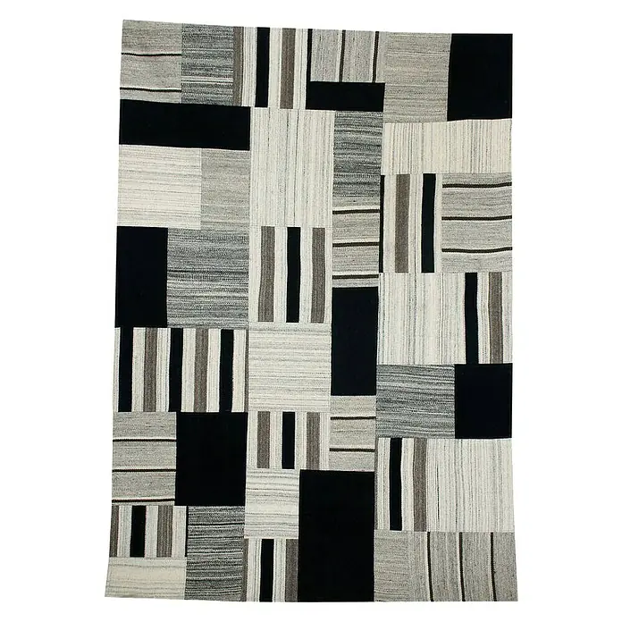 Kayoom Flachgewebeteppich Intenso 325 - Grau, 230 x 160 cm, 80 % Wolle, 20 % Baumwolle - Ansicht von oben