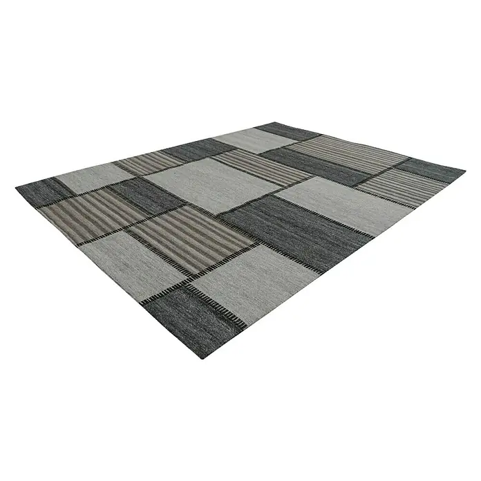 Kayoom Flachgewebeteppich Phönix - Grau/Braun, 170 x 120 cm, 75 % Wolle, 20 % Baumwolle, 5 % Polyester - Linke Seitenansicht