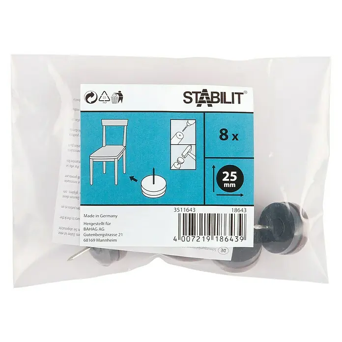 Stabilit Plastična klizna podloga - 25 mm, 8 kom, Smeđe boje, Sa zatikom