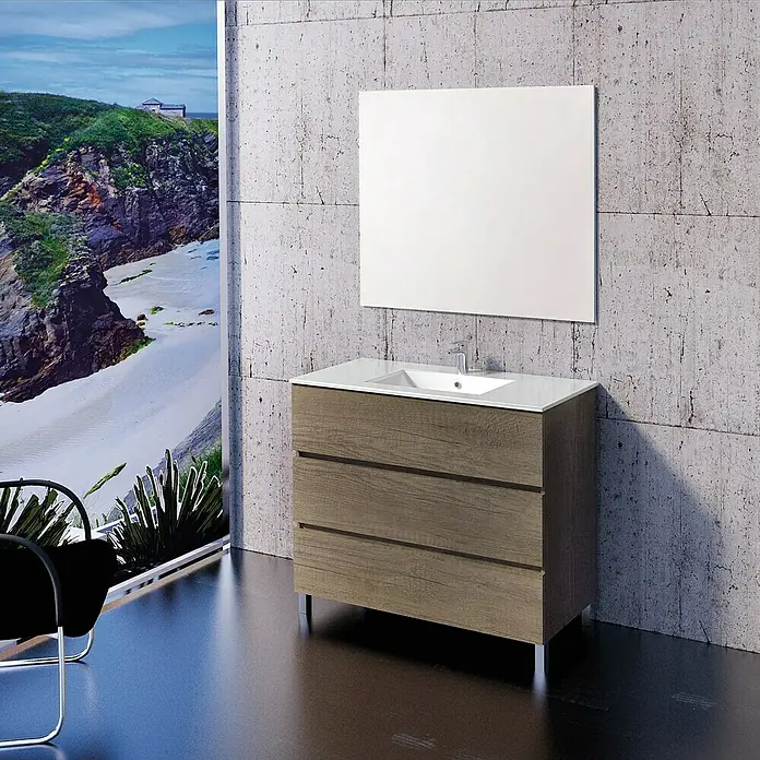 Conjunto de mueble de baño Patri - 100 cm, 3 piezas, Nebraska
