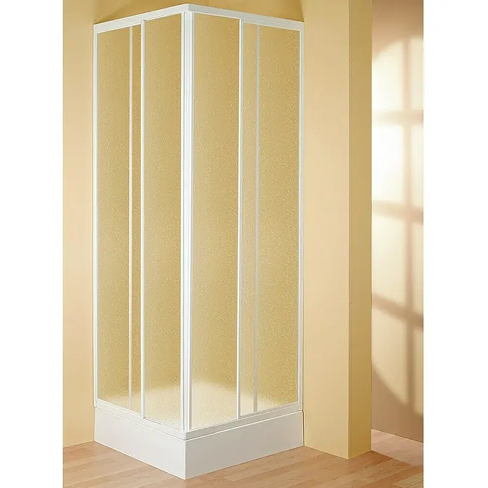 Mampara de ducha esquinera Eco - L x An x Al: 80 x 80 x 185 cm, 1,5 mm, Blanco