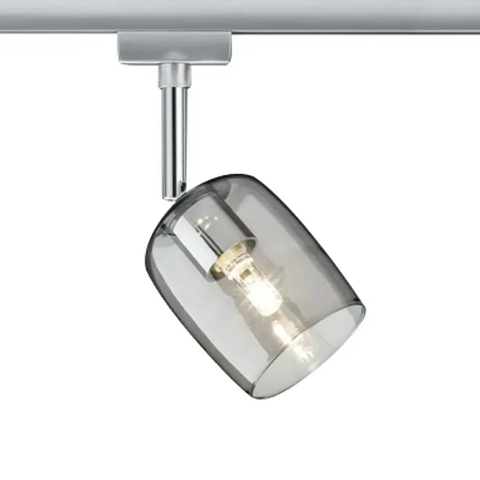 Paulmann URail Regleta Blossom - L x An x Al: 11,5 x 7,4 x 12,8 cm, G9, Transparente/Negro, Cromado mate - Vista frontal