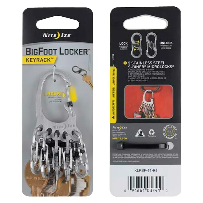 Nite Ize Mosquetón BigFoot Locker KeyRack - L x An: 140 x 20 mm, Acero inoxidable