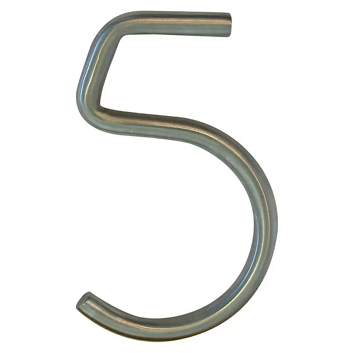 Número Inox - Altura: 12,8 cm, 5, Plateado, Acero inoxidable