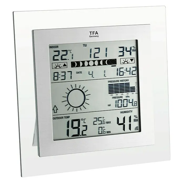 TFA Dostmann Estación meteorológica inalámbrica BTHR Sensor TH - Digital, Ancho: 12,8 cm, Negro