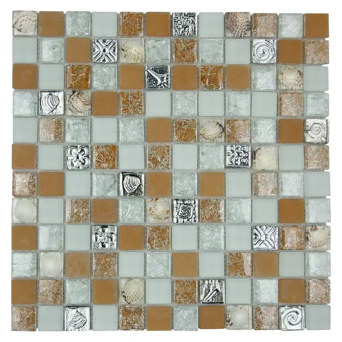 Baldosa de mosaico Ocean - 30 x 30 cm, Vidrio, Beige