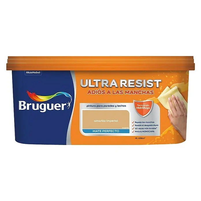 Bruguer Ultra Resist Pintura para paredes - Amarillo imperial, 4 l, Mate