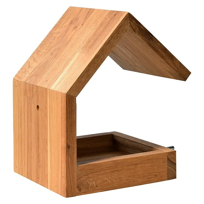 Dobar Vogelhaus Luxus Bauhaus 3 - 16 x 19 x 22 cm, Natur, Holz - Rückansicht