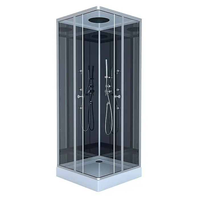 Komplettdusche Vitamine Black Square - 90 x 90 x 215 cm, Schwarz/Silbergrau