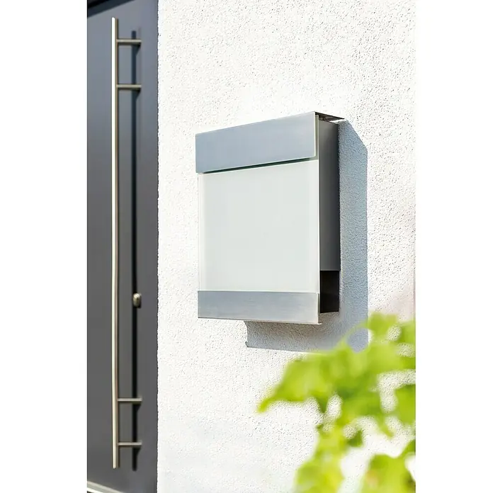 Briefkasten Cube - Edelstahl, 11 x 38 x 46,5 cm, Weiß, Edelstahl, DIN C4, 330 x 35 mm