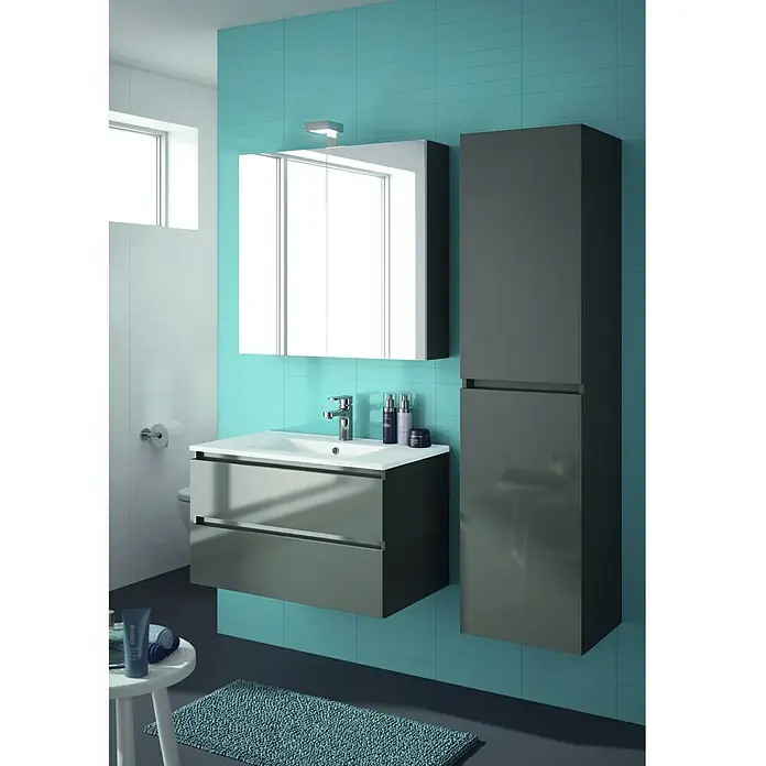 Allibert Badmöbel-Set Alma - 150 cm, 4 -tlg., Asphalt, Seidenglanz