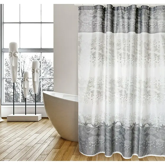 Venus Cortina de baño textil Aladdin - An x Al: 180 x 200 cm, Gris, Blanco - Foto ambiente