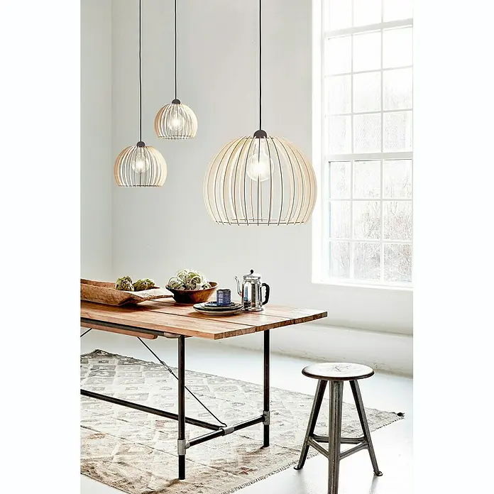 Nordlux Lámpara colgante redonda Chino - 60 W, Ø x Al: 400 mm x 250 cm, Natural, E27 - Foto ambiente