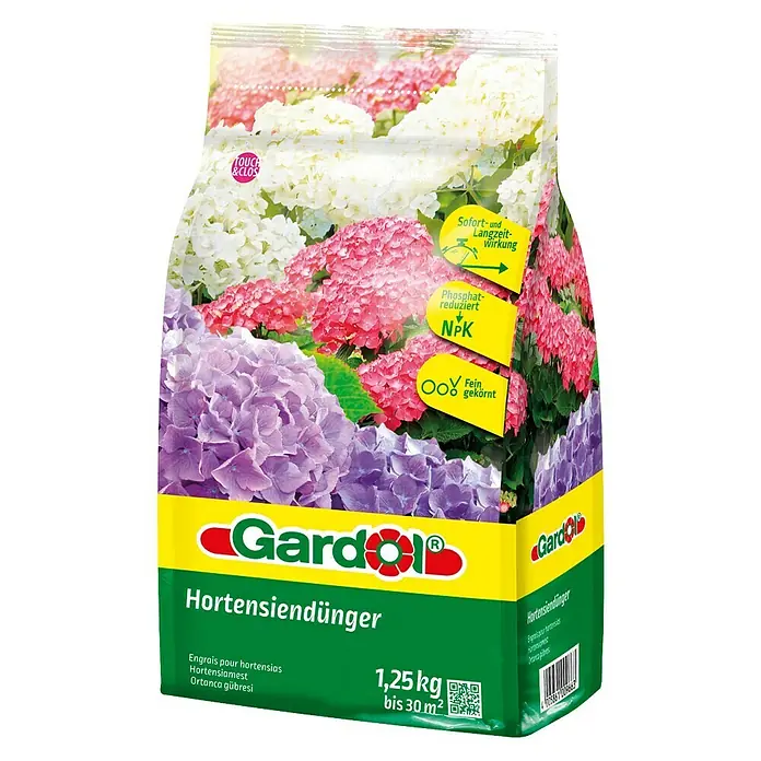 Gardol Hortensiendünger - 1,25 kg, Wiederverschließbar, Inhalt ausreichend für ca.: 30 m²