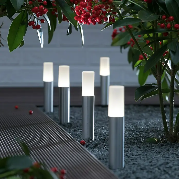 Ledvance Set vrtnih LED spot svjetala Pole - Srebrne boje, Ø x V: 3,8 x 22,7 cm, Aluminij, 5 x 5,5 W, IP65