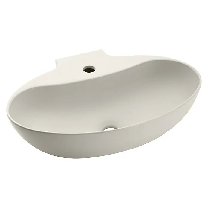 Bathco Lavabo de sobremesa New Málaga - An x L: 40,8 x 59,8 cm, Orificios para grifo: Medio, Sin desbordamiento, Crudo