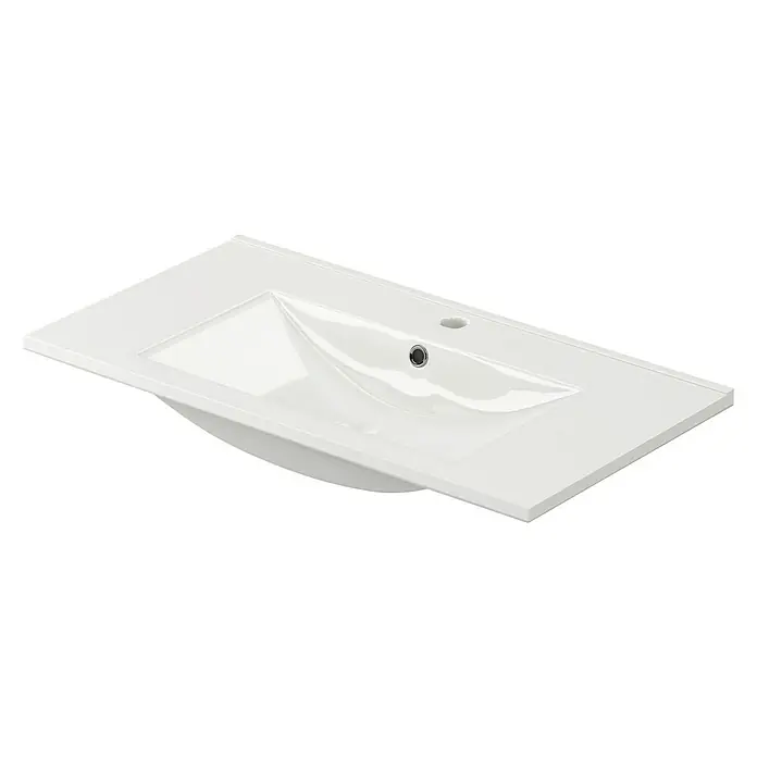Lavabo Titán - 81 x 46 cm, Orificios para grifo: Medio, Con desbordamiento, Blanco - Vista frontal
