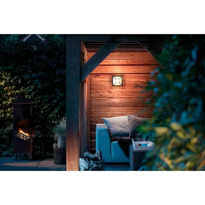 Philips Aplique exterior LED Drosera - 12 W, 74 x 190 x 190 mm, Negro, IP44