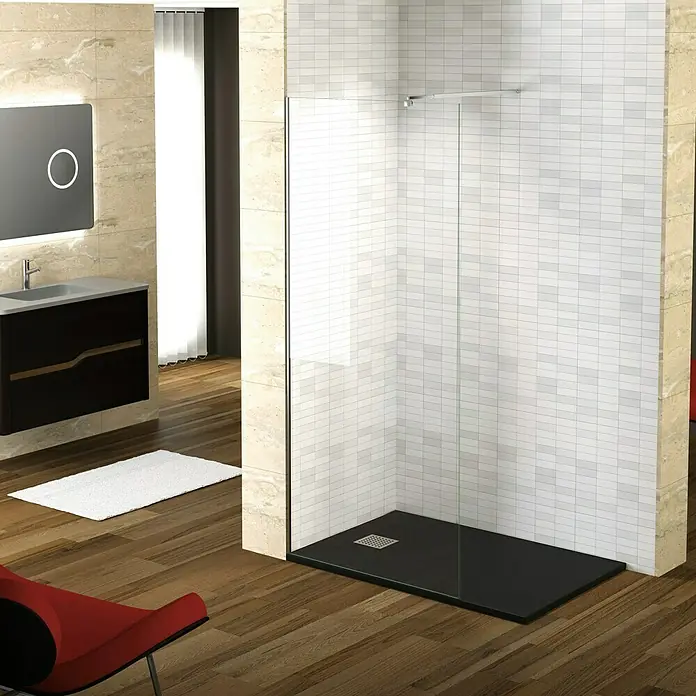 Torvisco Mampara de ducha fija Rimini - An x Al: 70 x 195 cm, 6 mm, Cromo