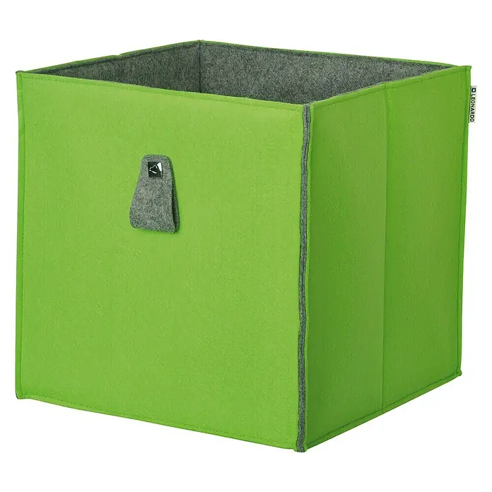 Phönix Atlanta Aufbewahrungsbox - L x B x H: 34 x 34 x 34 cm, Filz, Greenery/Grau - Vorderansicht
