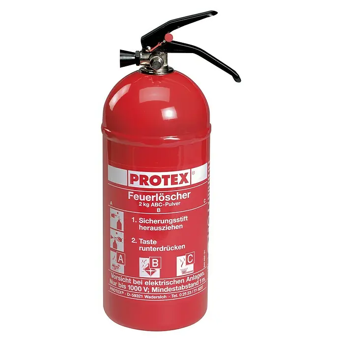 Dauerdruck-Pulverfeuerlöscher Protex - 2 kg, Pulver, DIN EN 3 - Vorderansicht