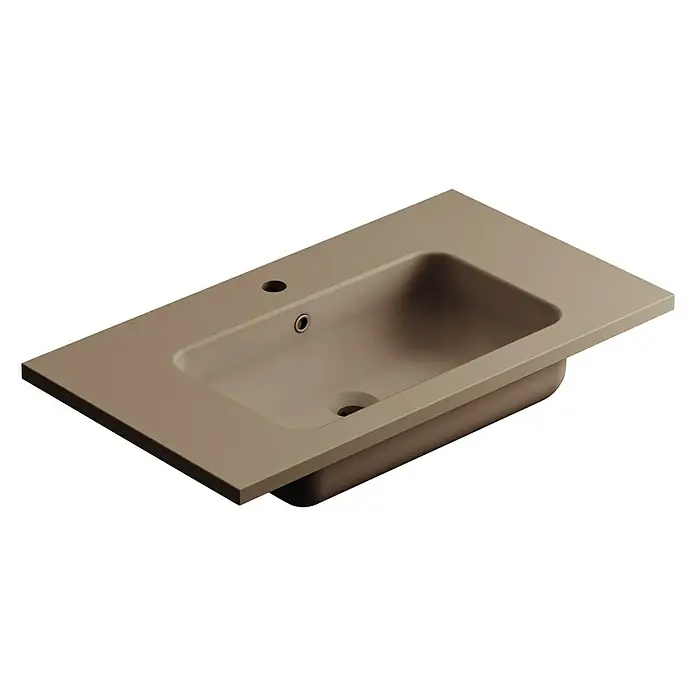 Lavabo Zeppelin mate - 80,5 x 45,5 cm, Orificios para grifo: Medio, Con desbordamiento, Cacao