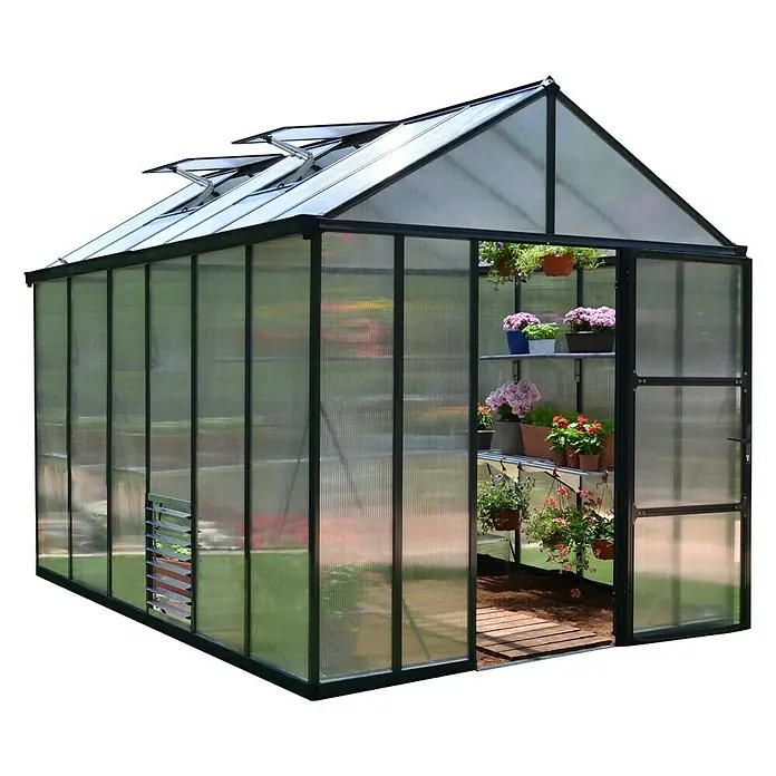 Palram – Canopia Gewächshaus Glory 8x12 - 3,64 x 2,44 x 2,68 m, Glasstärke: 10 mm, Polycarbonat