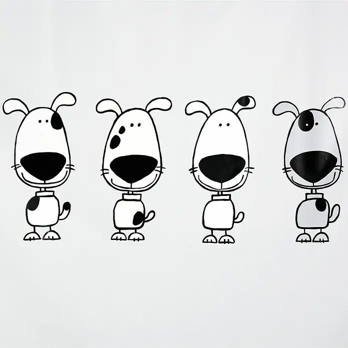 Spirella Cortina de baño Peva Beagle - An x Al: 180 x 200 cm, Negro/blanco