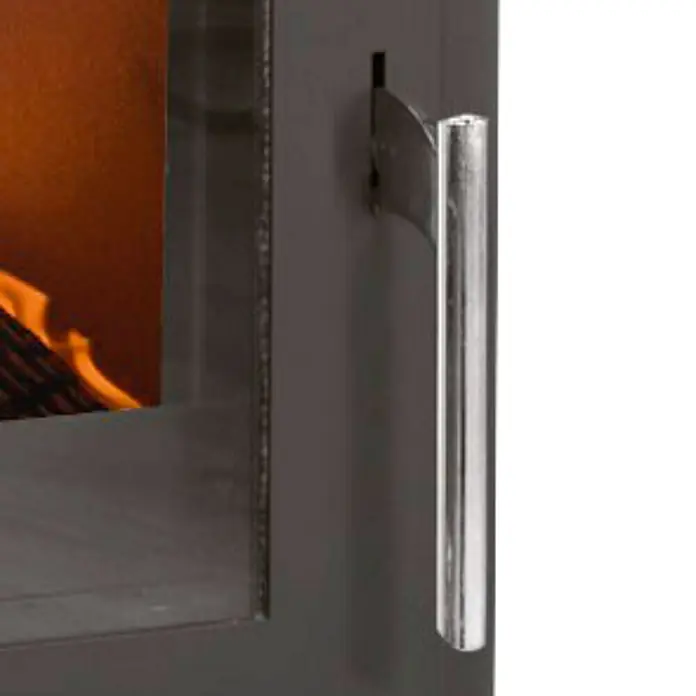 Justus Kaminofen Texas - 6 kW, Raumheizvermögen: 124 m³, Verkleidung: Specksteinkeramik, Schwarz - Detailaufnahme