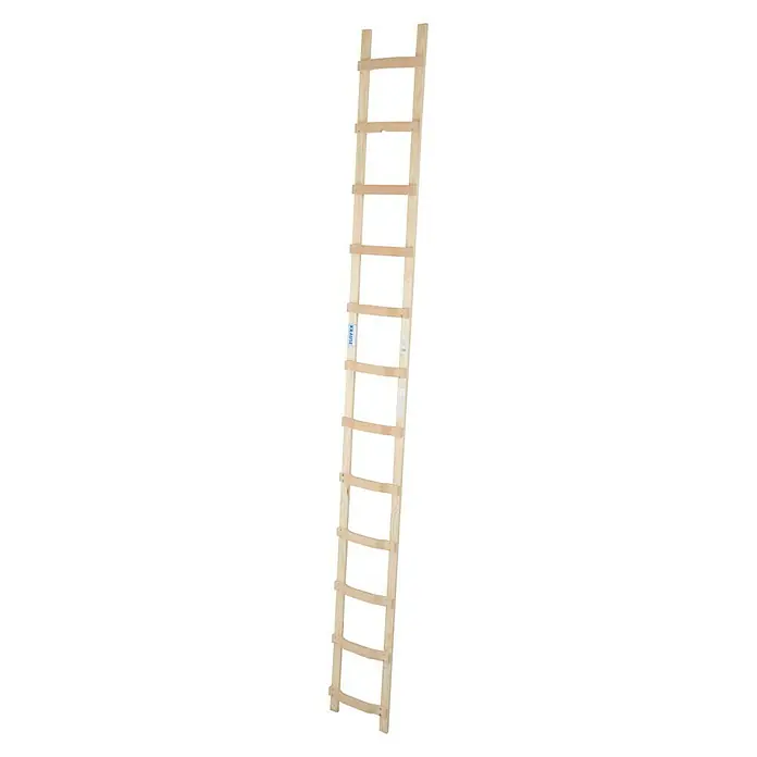 Krause Dachleiter - Länge: 3,35 m, 12 Sprossen, Holzart Holme: Schichtholz, Material Sprossen: Buchenholz - Linke Seitenansicht