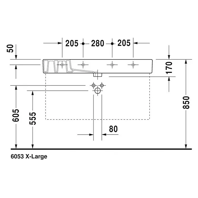 Duravit Vero Waschtisch - 105 x 49 cm, Ohne Spezialglasur, Hahnloch: Mitte, Mit Überlauf, Weiß, Ungeschliffen