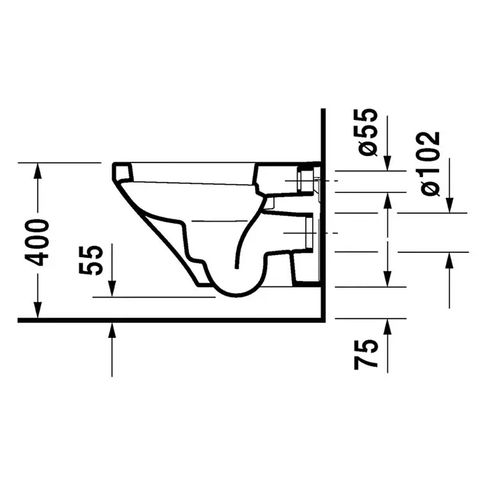 Duravit DuraStyle Wand-WC Typ 1 - Mit Spülrand, Mit schmutzabweisender Glasur, Spülform: Tief, WC Abgang: Waagerecht, Weiß