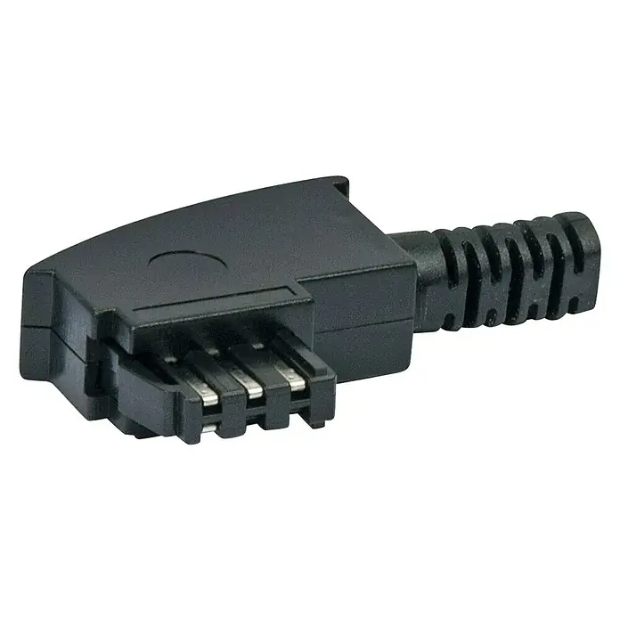Schwaiger Stecker TAE/N - TAE-N Stecker (6P4C), Schwarz - Vorderansicht