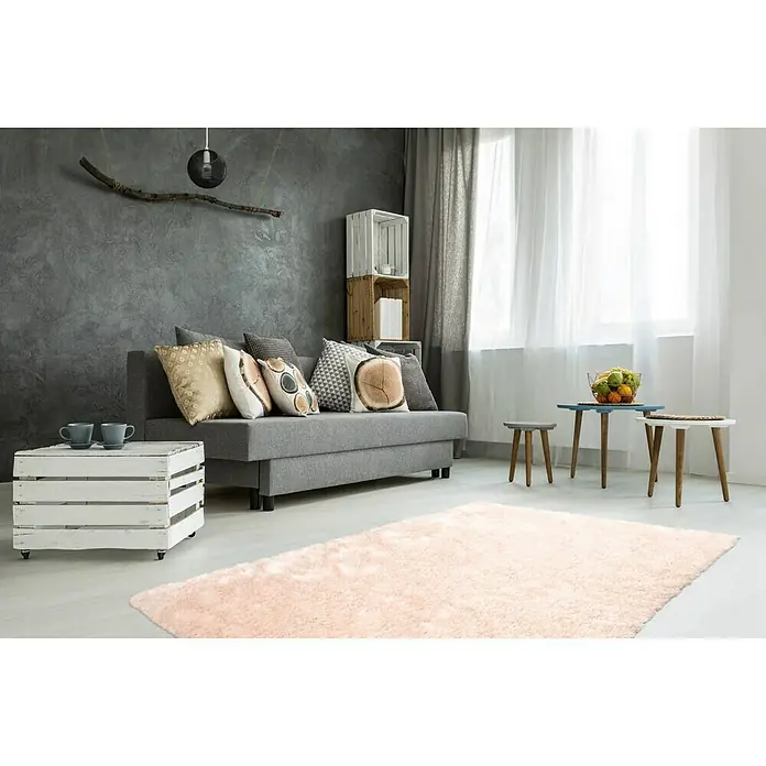 Kayoom Hochflorteppich Diamond - Puderrosa, 170 x 120 cm, 100 % Polyester - Stimmungsaufnahme