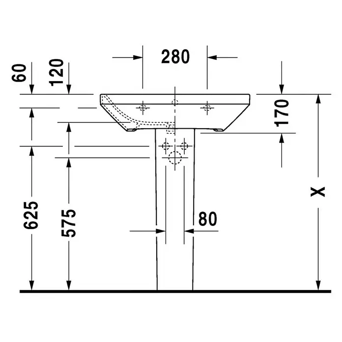 Duravit DuraStyle Waschtisch Typ 2 - 65 x 44 cm, Mit schmutzabweisender Glasur, Hahnloch: Mitte, Mit Überlauf, Weiß