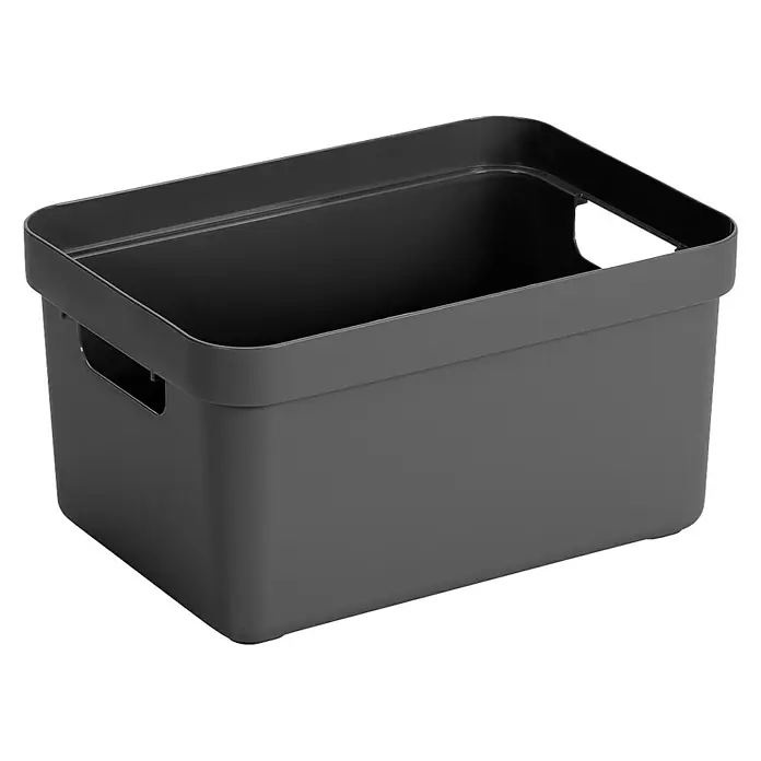 Sunware Aufbewahrungsbox Sigma Home - L x B x H: 25,2 x 18 x 12,2 cm, Kunststoff, Anthrazit - Linke Seitenansicht