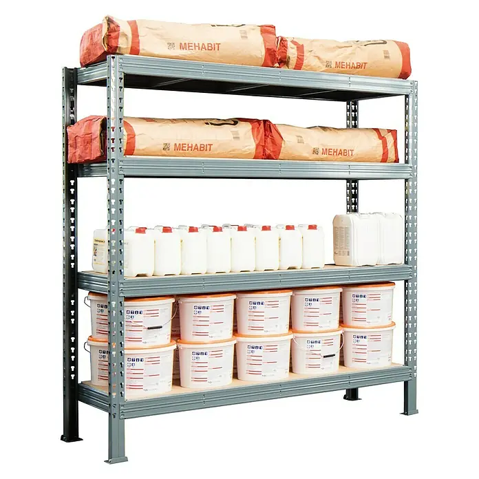 Metalni regal za teški teret Super Heavy - 60 x 200 x 200 cm, Nosivost: 1.000 kg/polica, Uticanje