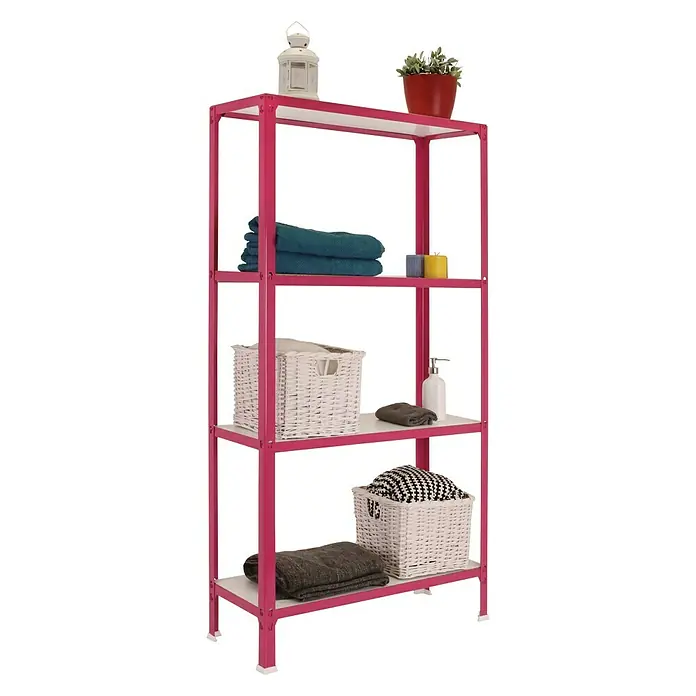Simonrack Homeclick Estantería metálica Color Mini - L x An x Al: 30 x 80 x 160 cm, Capacidad de carga: 100 kg/balda, Número de baldas: 4 ud., Rosa