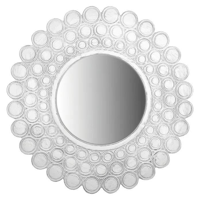 Espejo redondo Velázquez - Diámetro: 74 cm, Blanco/Plateado