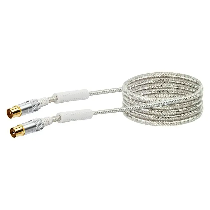 Schwaiger Antennen-Anschlusskabel - 1,5 m, Weiß, 110 dB, IEC-Stecker, IEC-Buchse - Vorderansicht