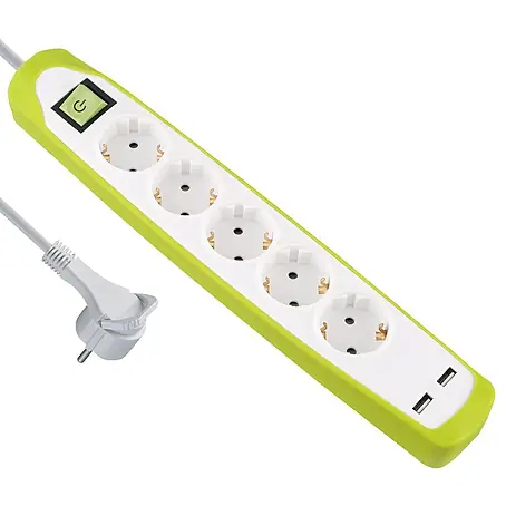 Electraline  Base de enchufe múltiple con USB Gummy