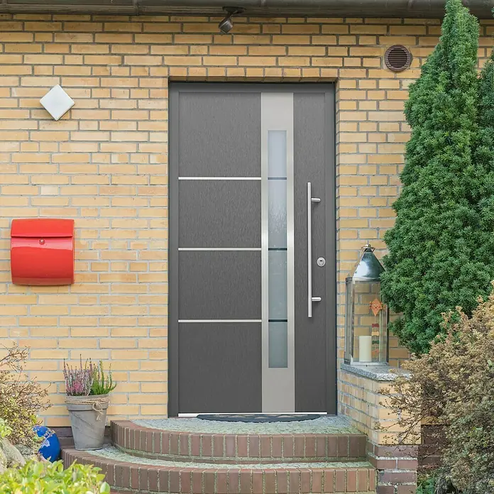 Splendoor Haustür Thermodoor SP50EA RC2 - 110 x 210 cm, DIN Anschlag: Rechts, Edel-Anthrazit - Stimmungsaufnahme