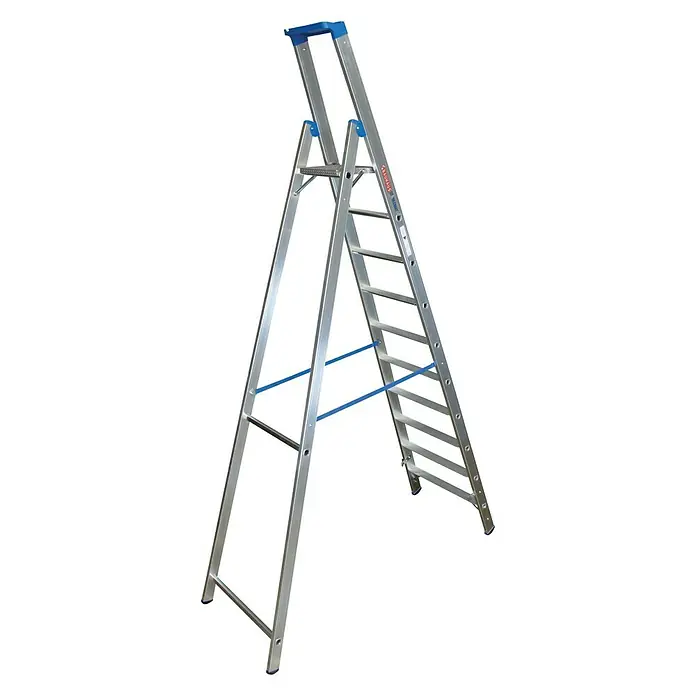 Krause Escalera de tijera - 10 escalones, Altura de trabajo: 4,35 m, Aluminio - Vista de perfil izquierdo