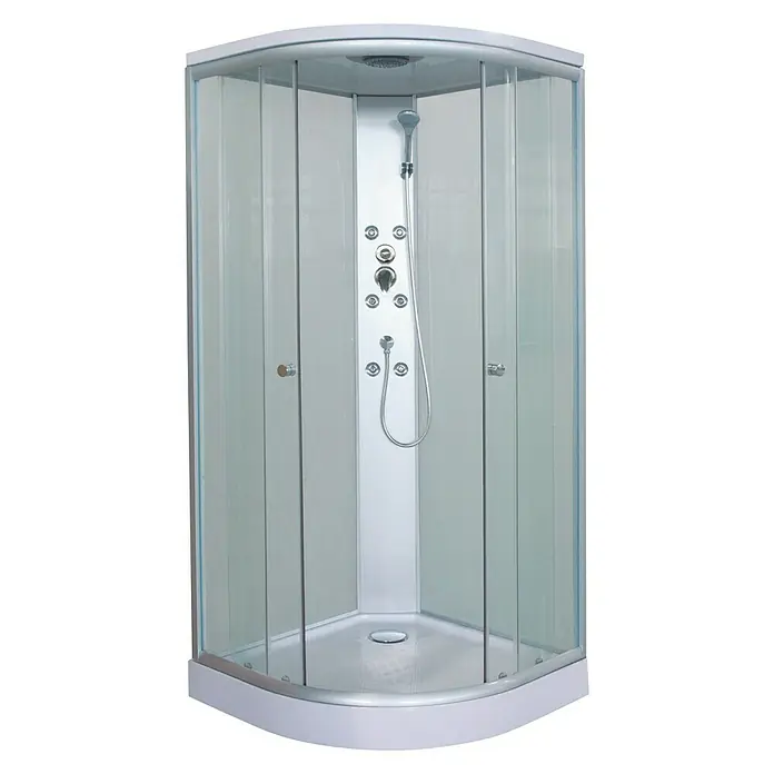 Sanotechnik Quickline Komplettdusche Punto - Eck, 90 x 90 x 215 cm, Weiß