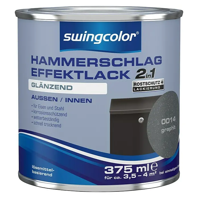 swingcolor Hammerschlag-Effektlack - Graphit, 375 ml, Glänzend, Lösemittelbasiert - Vorderansicht