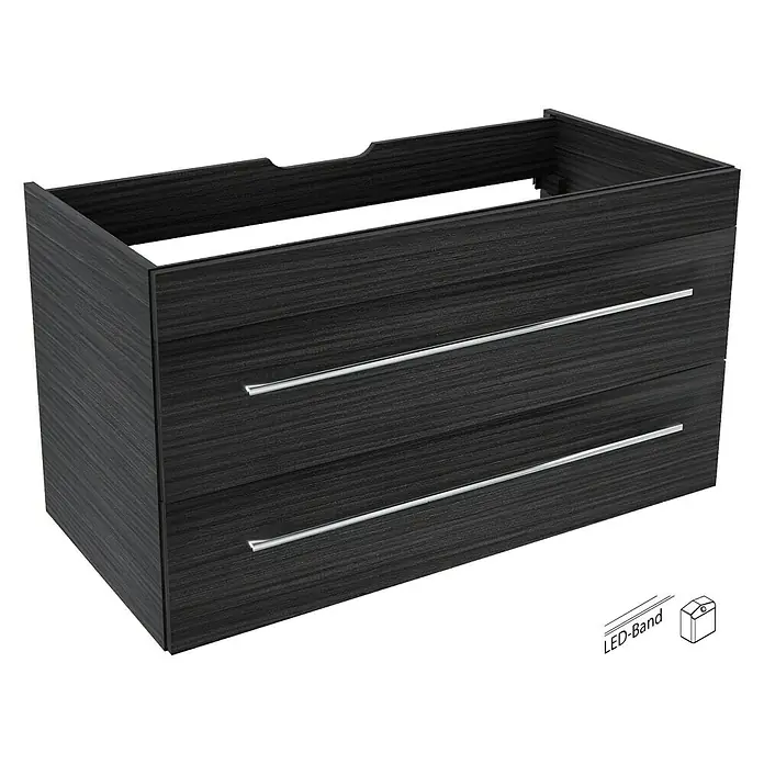 Camargue Stella Waschtischunterschrank - 99,4 x 48,8 x 55 cm, 2 Schubkästen, Mit Beleuchtung, Darkoak - Linke Seitenansicht